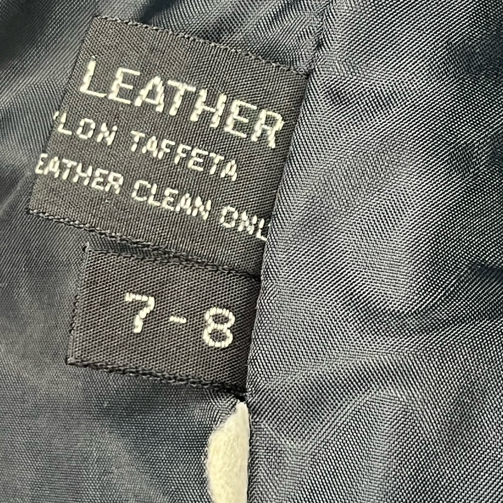 Winlit Black Leather Vintage Moto Jacket Size 7-8 Genuine Leather Made in Korea - Picture 6 of 13